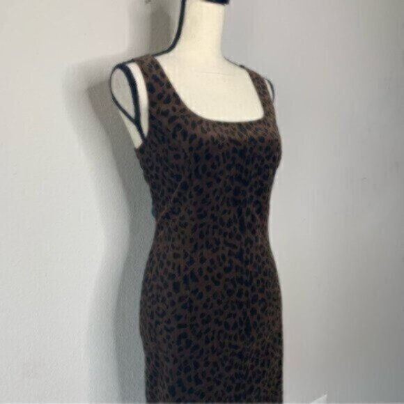 Jones New York Cheetah Print Vintage Suede Fitted Cocktail Dress - Picture 9 of 11